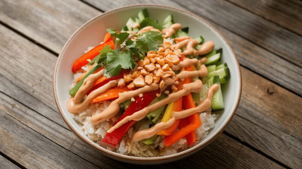 15-Minute Thai Peanut Veggie Bowls