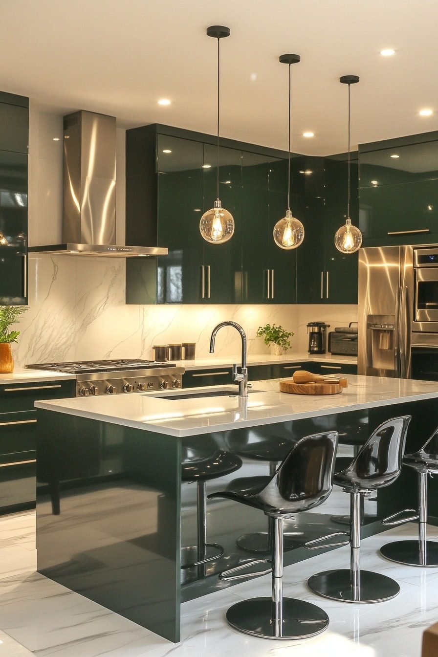 29 Dark Green Kitchen Cabinets To Transform Your Kitchen Style ...