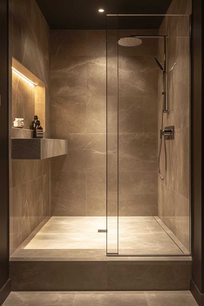Marble Finish Walk-In Shower