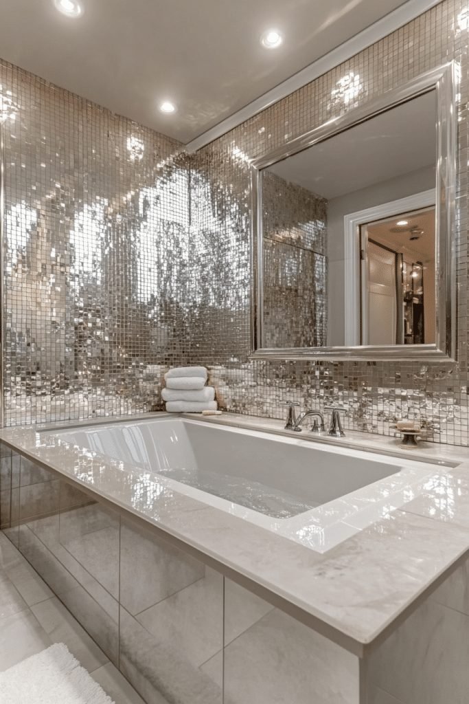 Reflective Surfaces Tub Area
