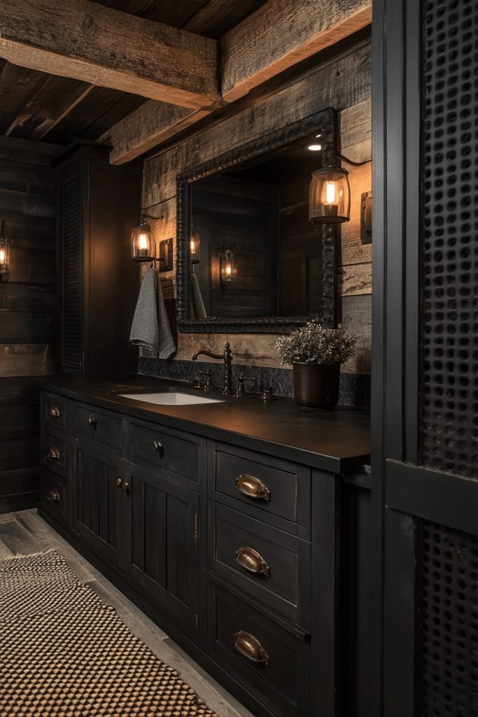Rustic Black Barn Bathroom