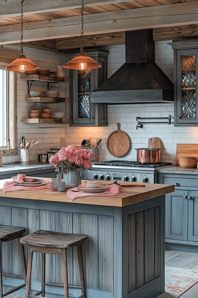 Rustic Retreat Log Home Kitchen