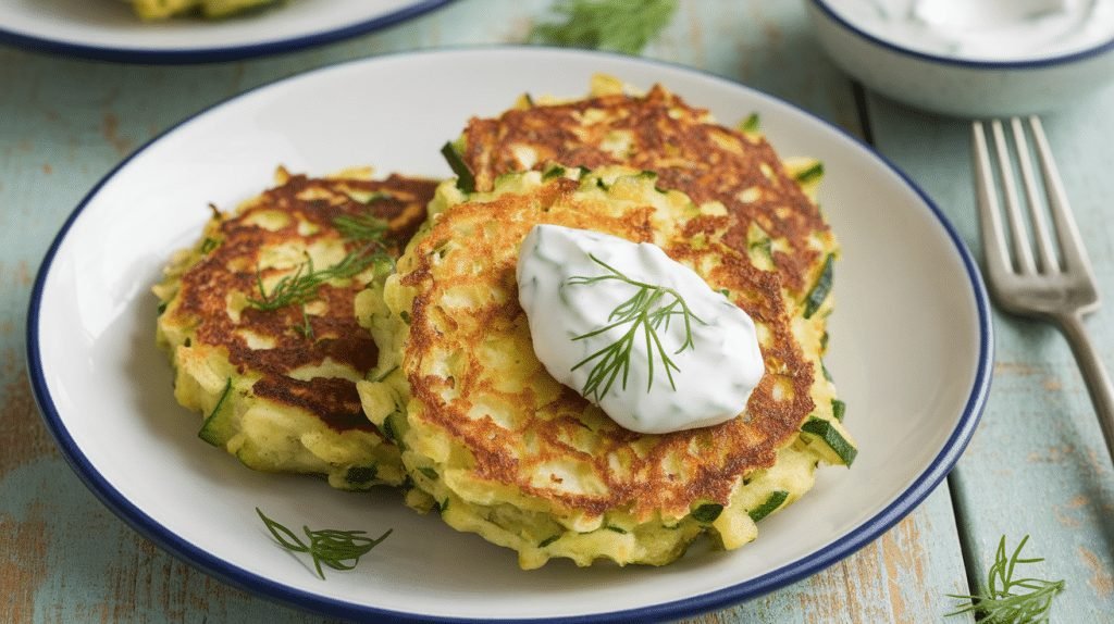 15-Minute Zucchini Fritters with Yogurt Sauce