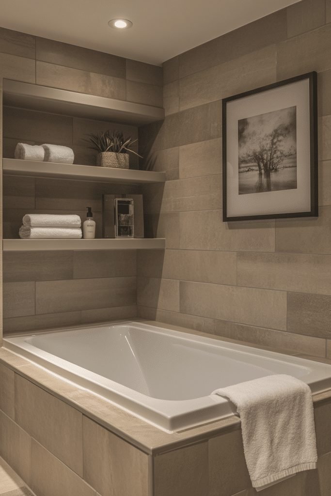 Streamlined Tub with Shelving