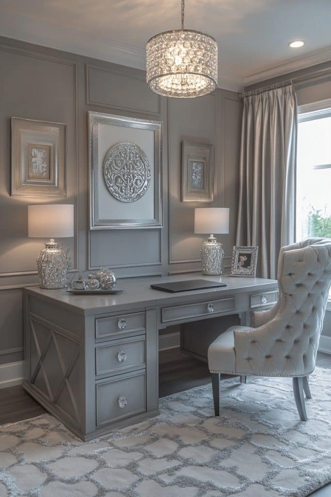 Subtle Grey and Silver Office