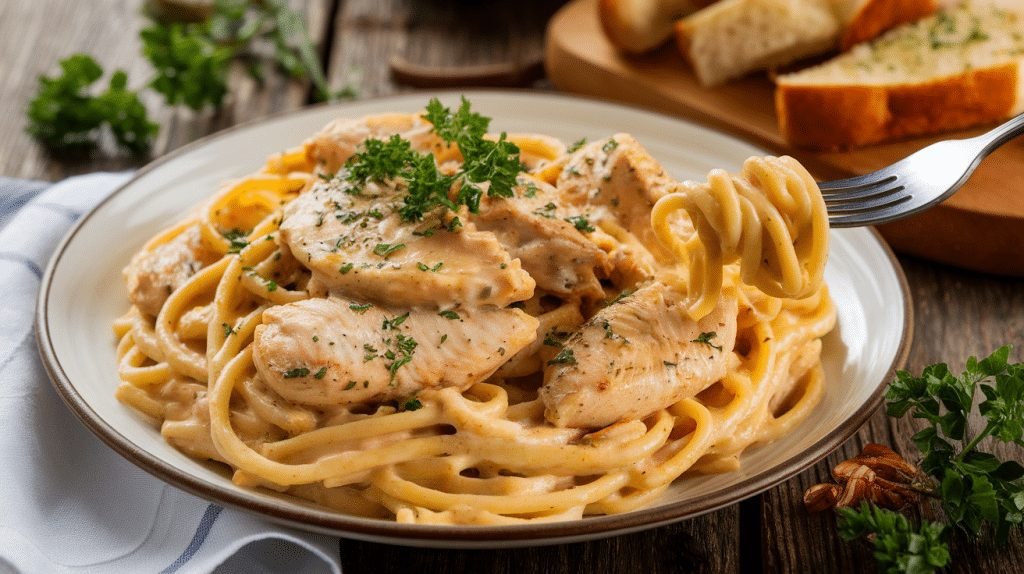 15-Minute Creamy Garlic Chicken Pasta