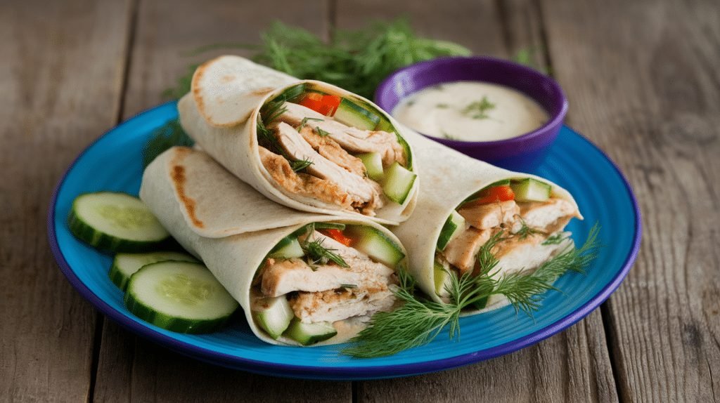 15-Minute Cucumber and Dill Chicken Wraps