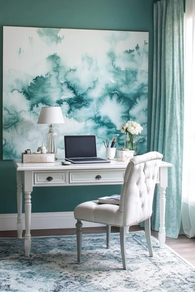 Tranquil Watercolor-Themed Workspace