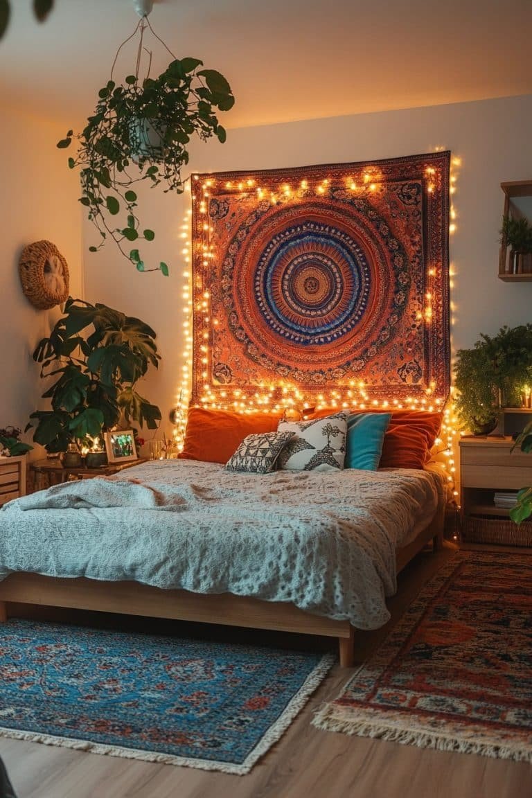 29 Boho Fairy Lights Bedroom Ideas To Add Whimsy And Warmth To Your ...
