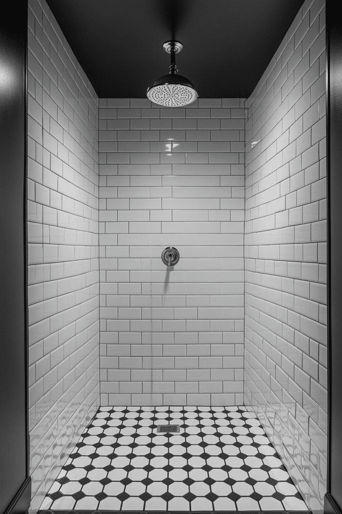 Walk-In Shower with Contrast Grouting