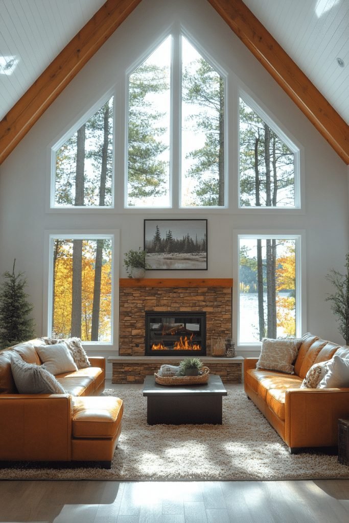 Warm Log Home Great Room