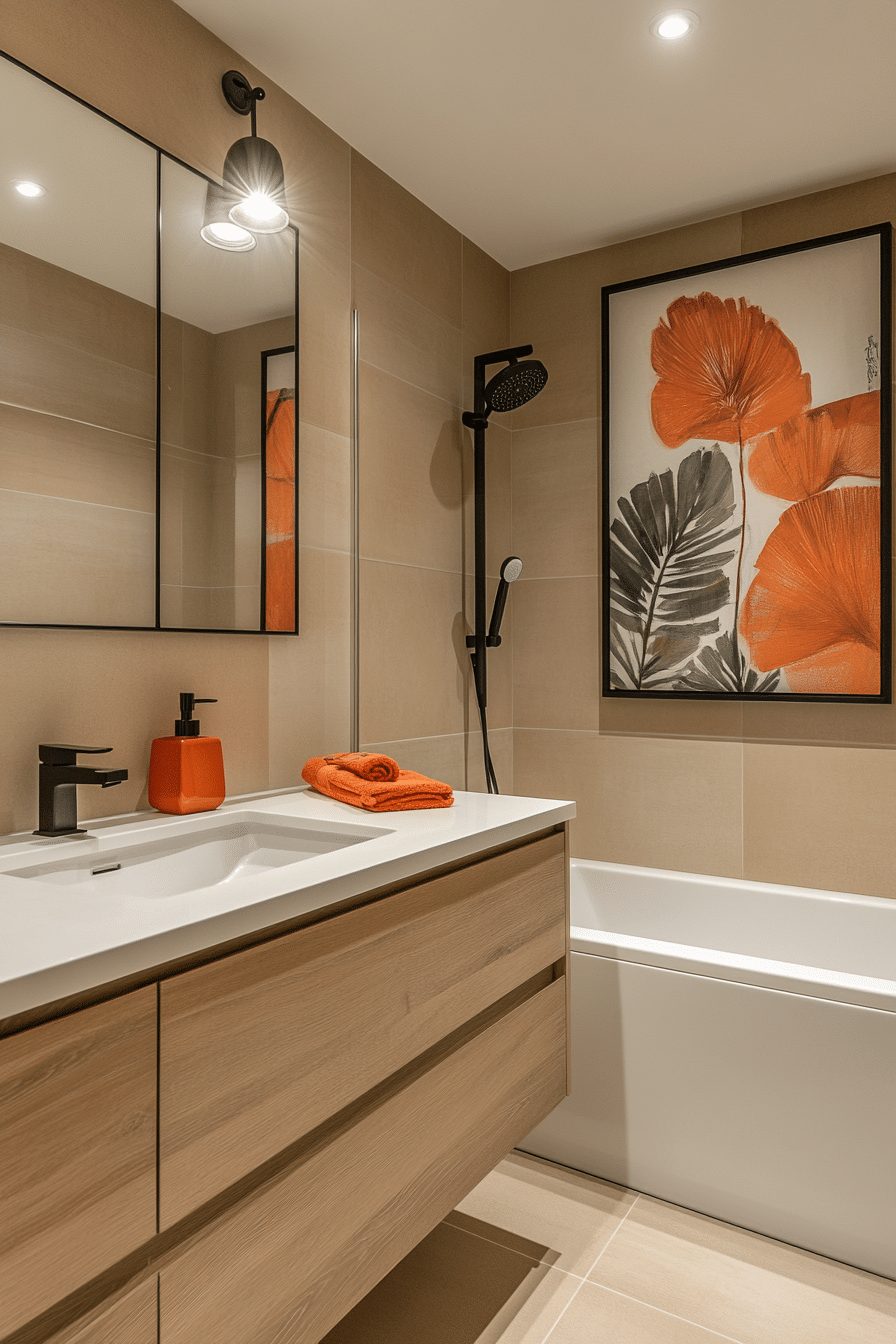 Contemporary Bathroom with Bold Accents