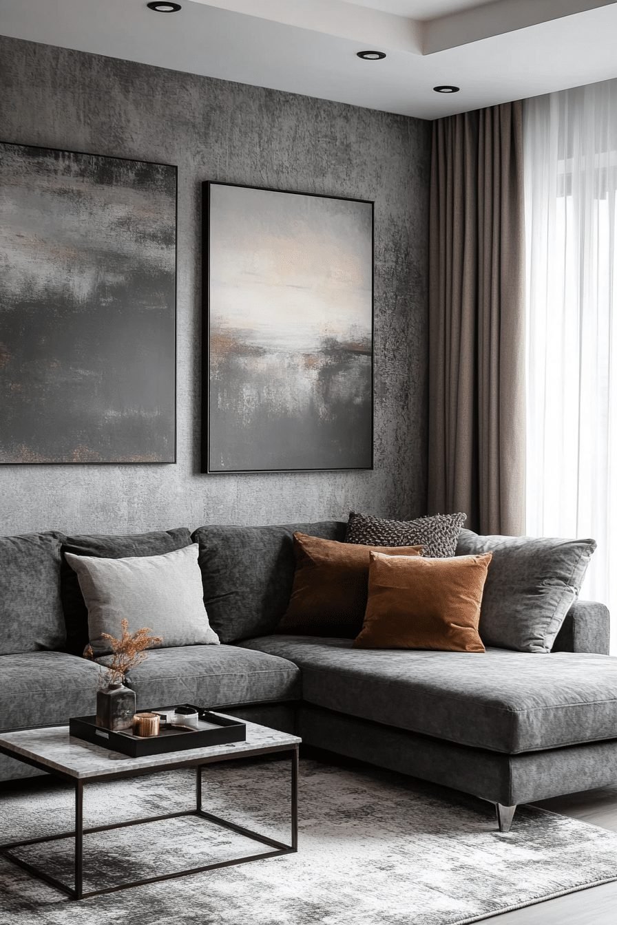 Grey Minimalist Living Room