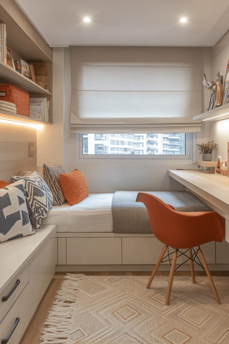 Contemporary Kids Bedroom with Built-In Storage