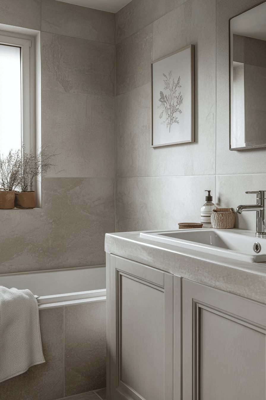 Textured Wall Finishes in a Modern Bathroom