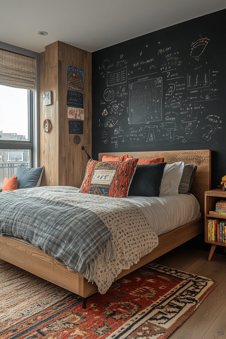 Contemporary Kids Bedroom with Interactive Wall Art