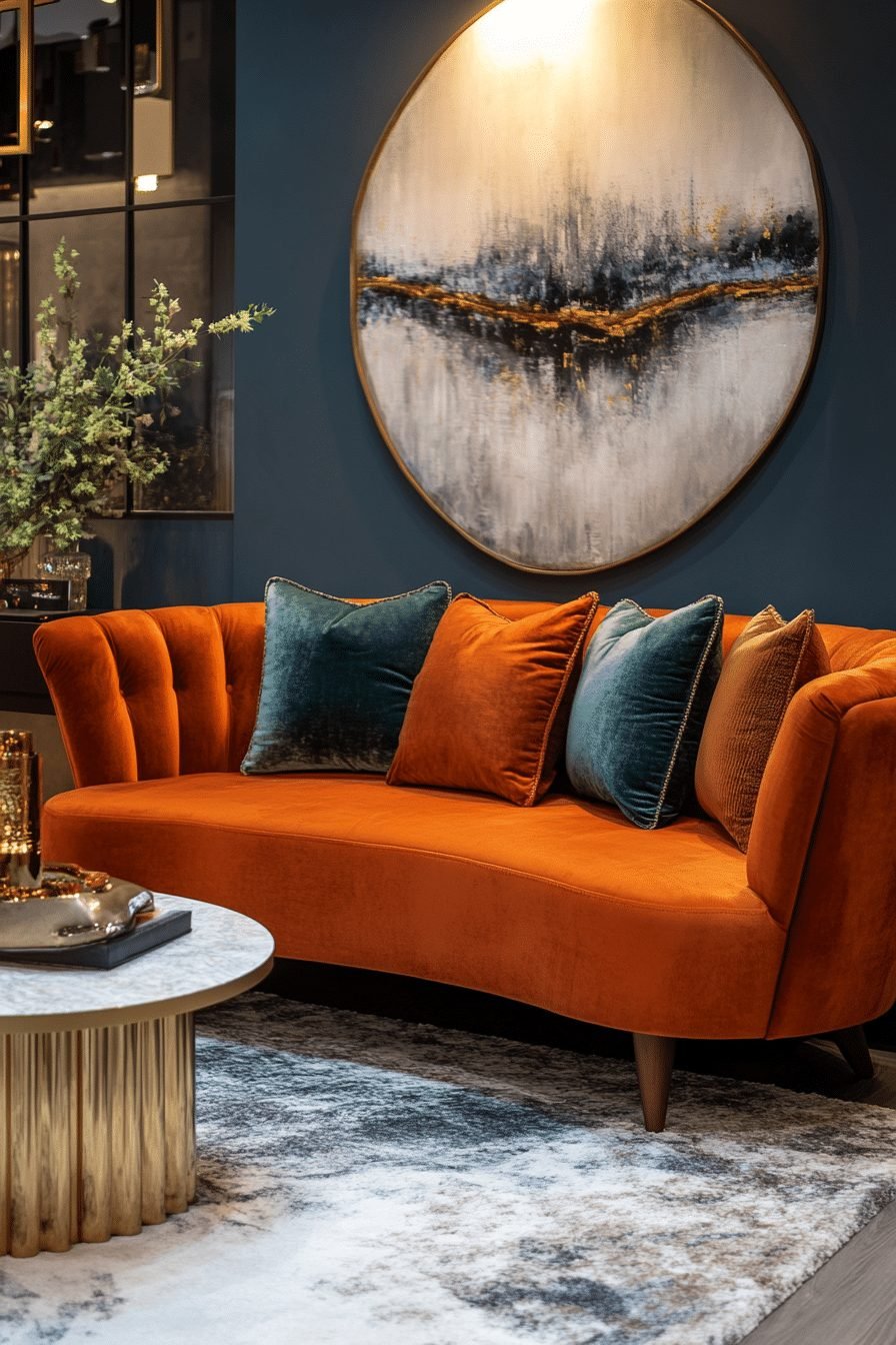Luxurious Velvet Contemporary Living Room