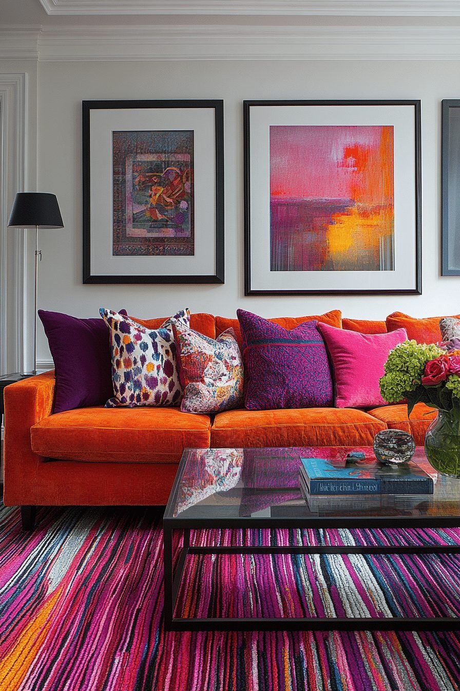 Contemporary Living Room with Bold Patterns