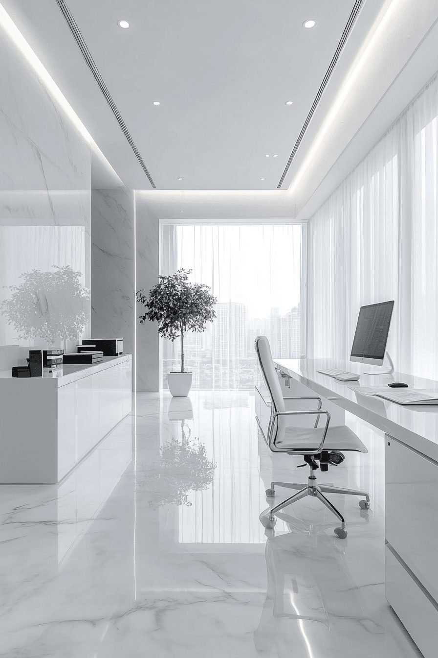 Sleek All-White Office