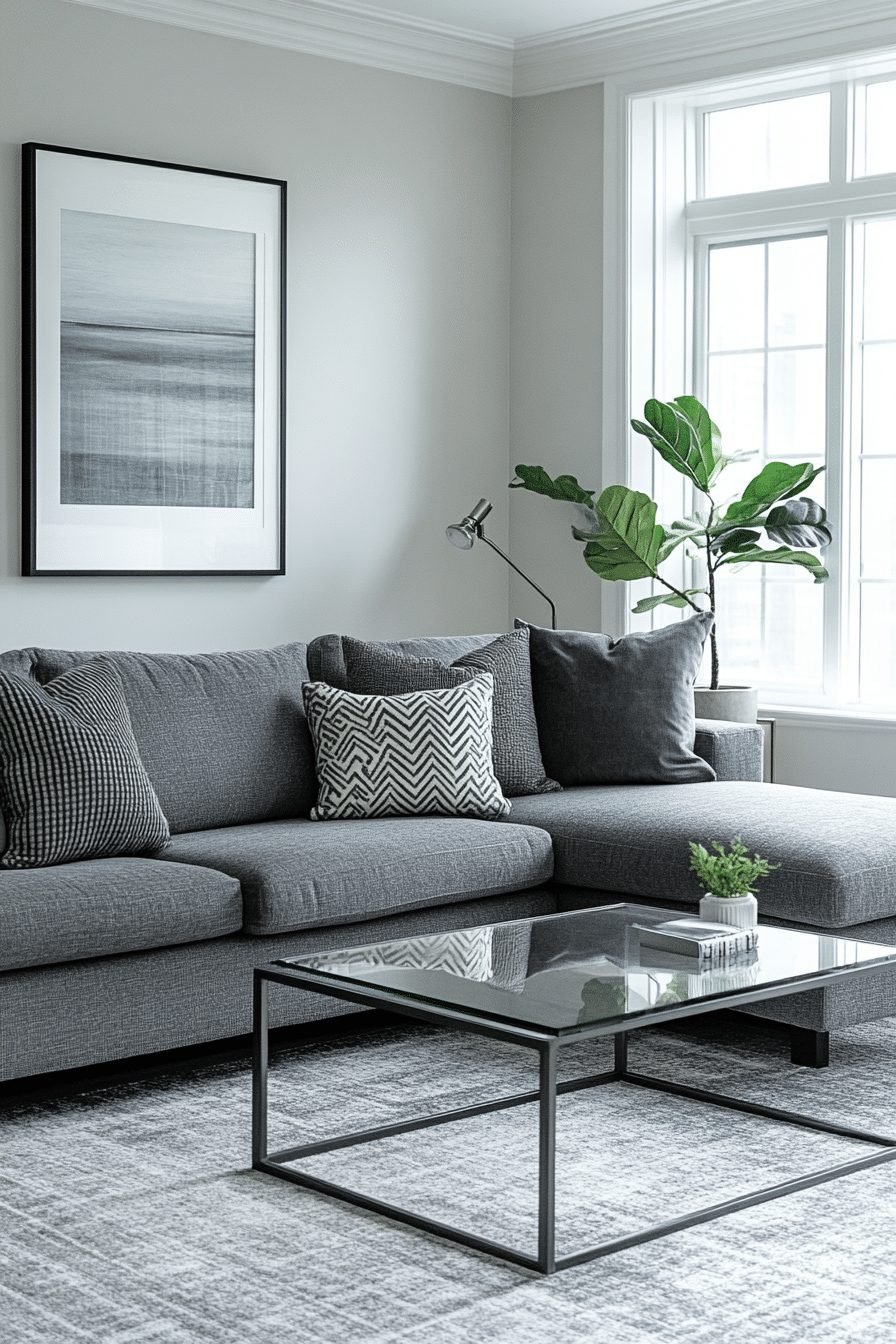 Grey Minimalist Living Room