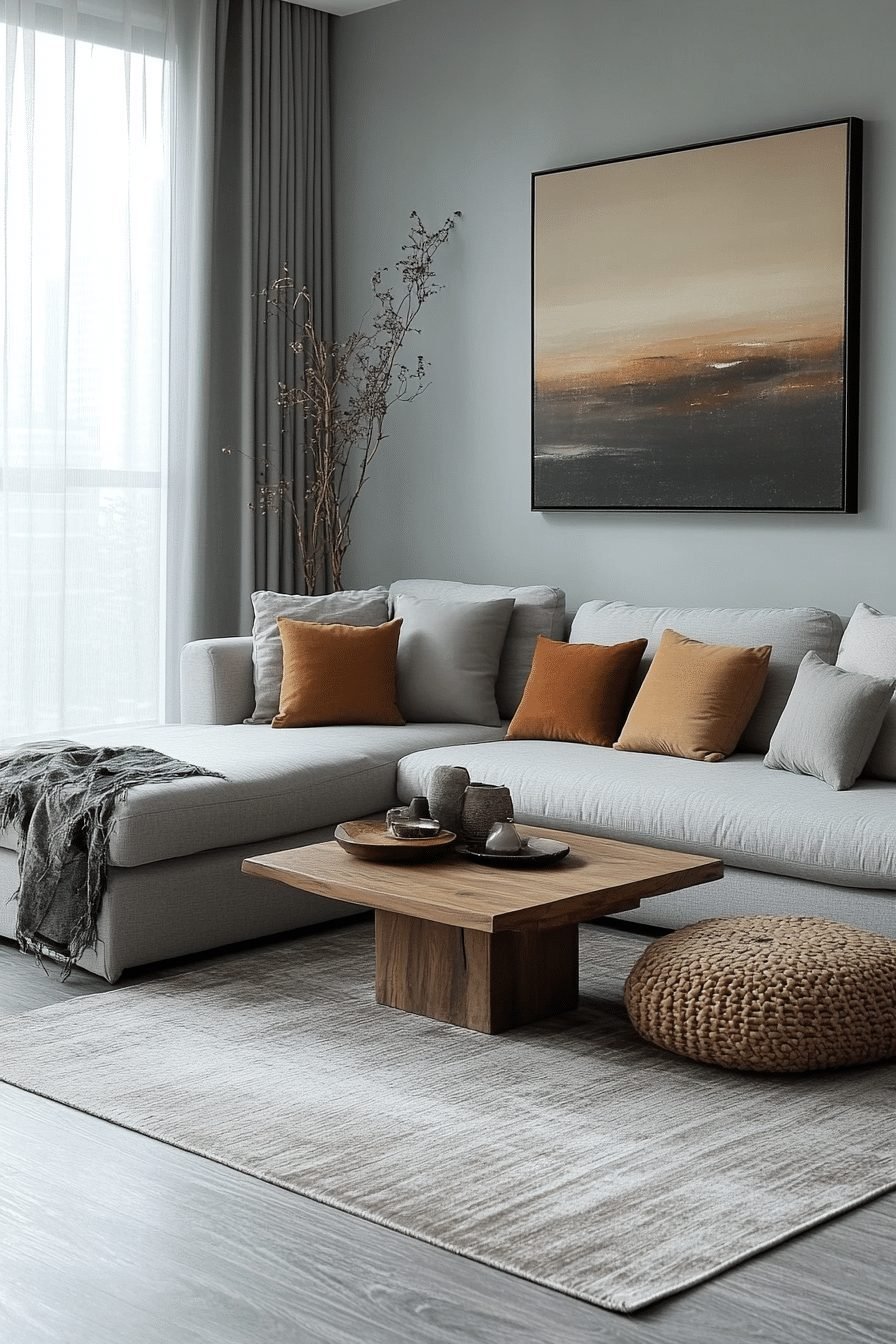 Grey Minimalist Living Room