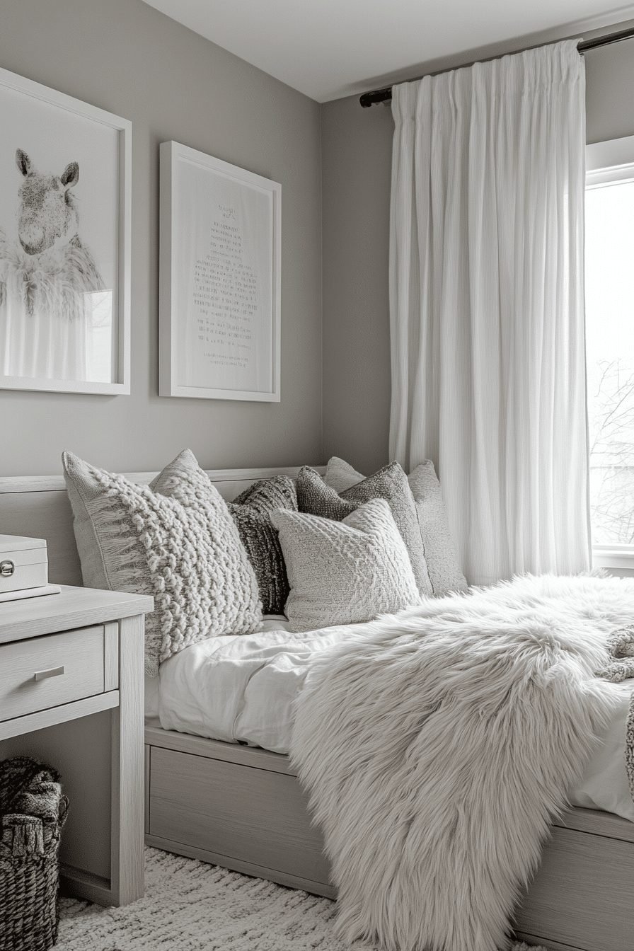 Monochromatic Contemporary Kids Bedroom