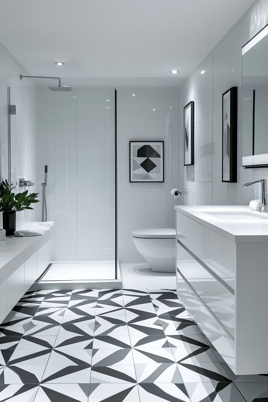 Geometric Tiles in a Modern Bathroom