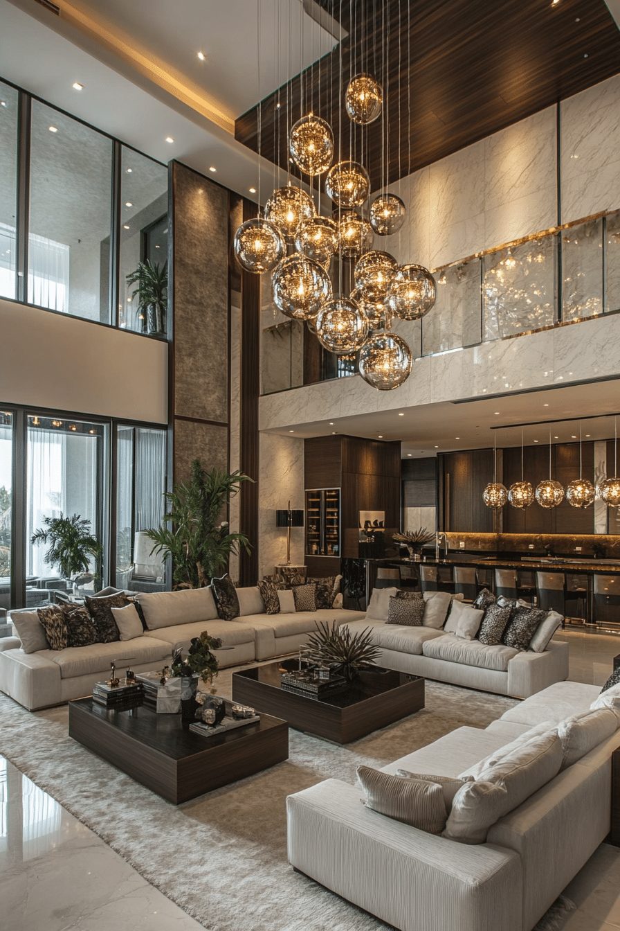 High-Ceiling Luxury Living Room
