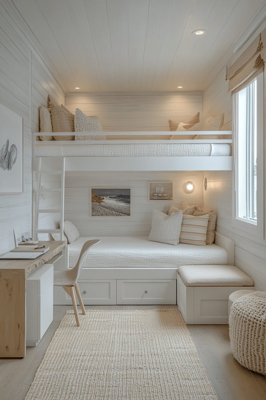 Contemporary Kids Room with Loft Bed