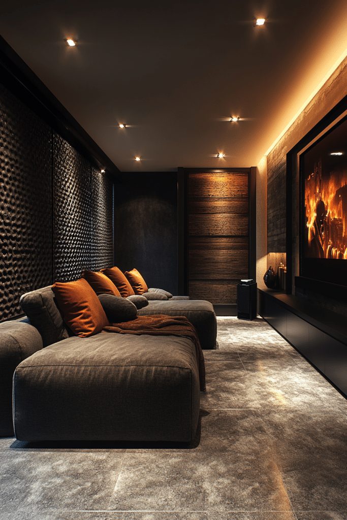 Contemporary Cityscape Home Theater