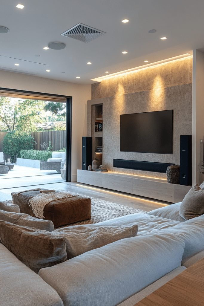 Contemporary Living Room with Smart Home Features