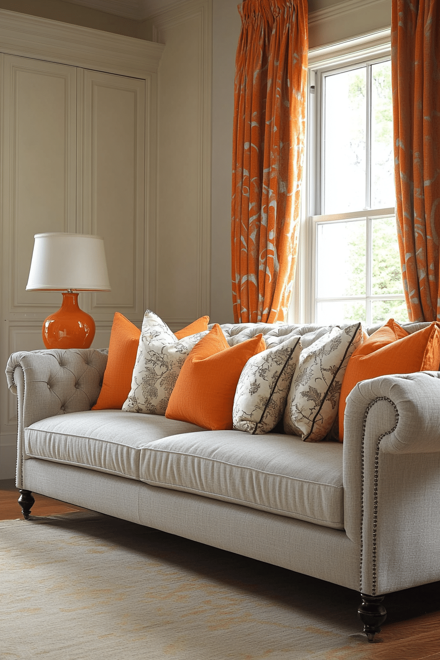 Grey and orange living room