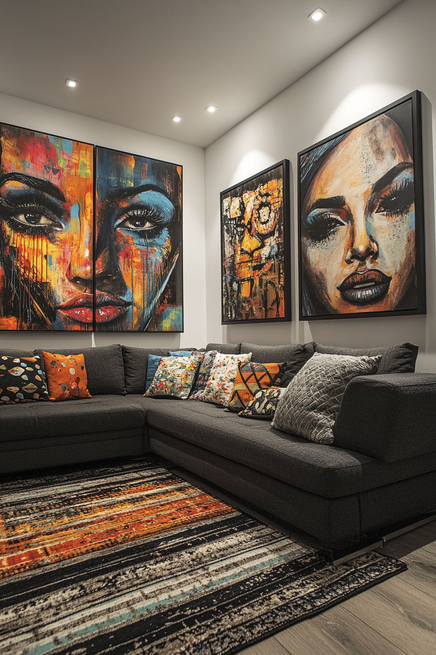 Charcoal sofa living room