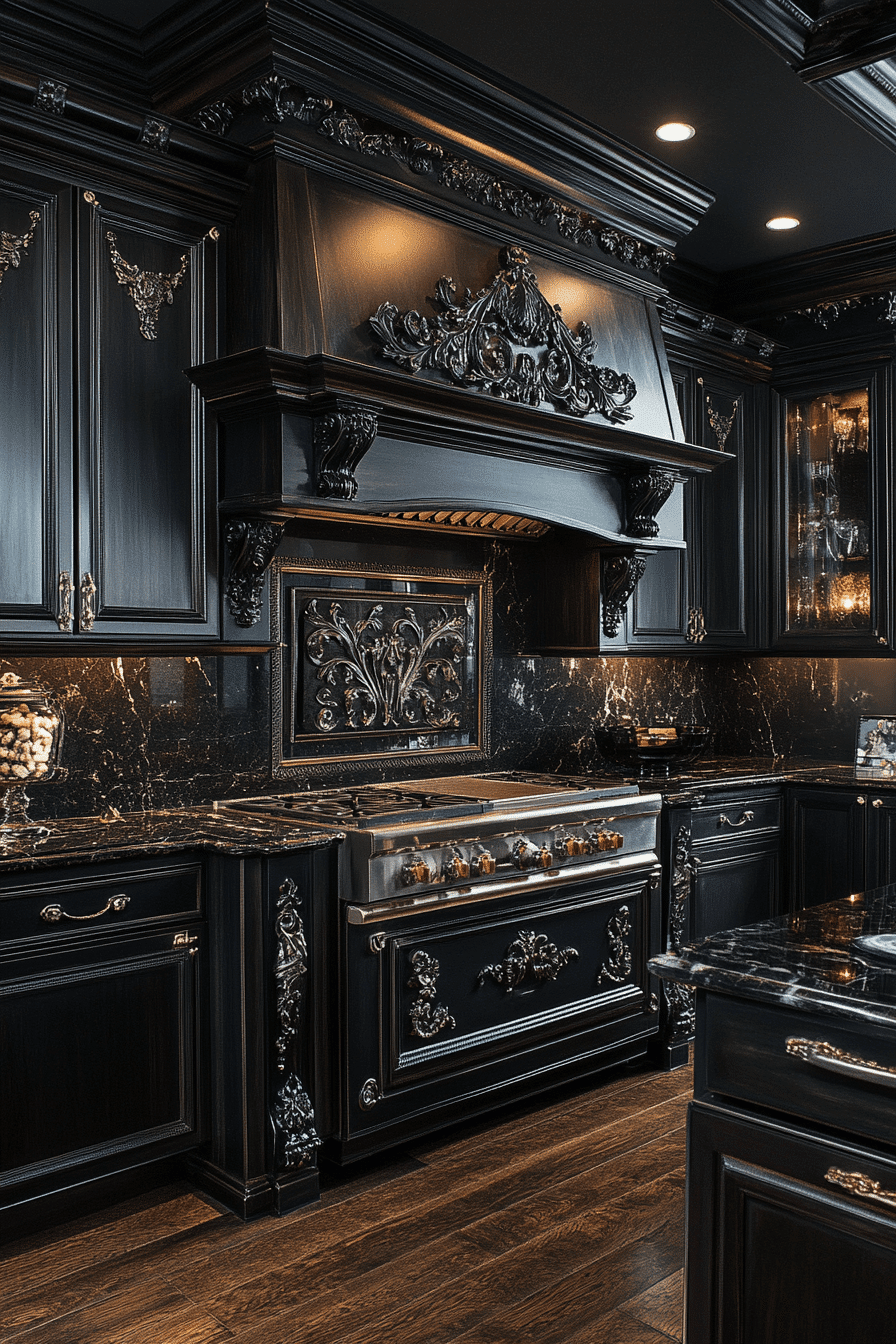 moody kitchen cabinets