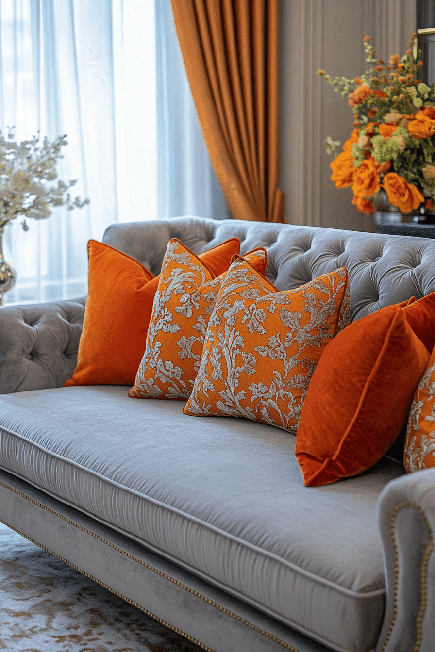 Grey and orange living room