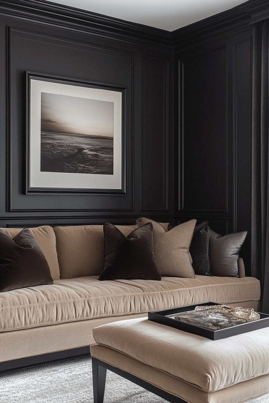 moody neutral living room