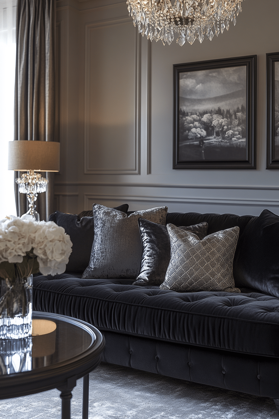 Charcoal sofa living room