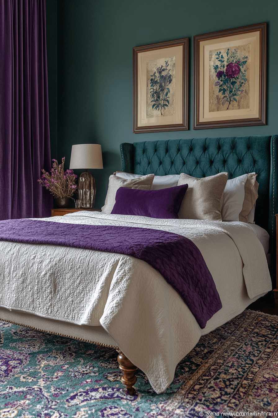 moody green bedroom