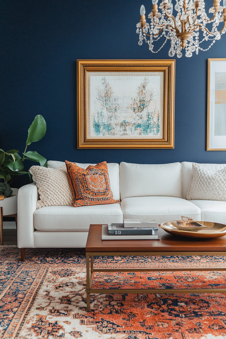 boho mid century modern living room