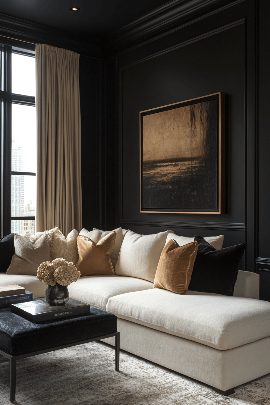 moody neutral living room