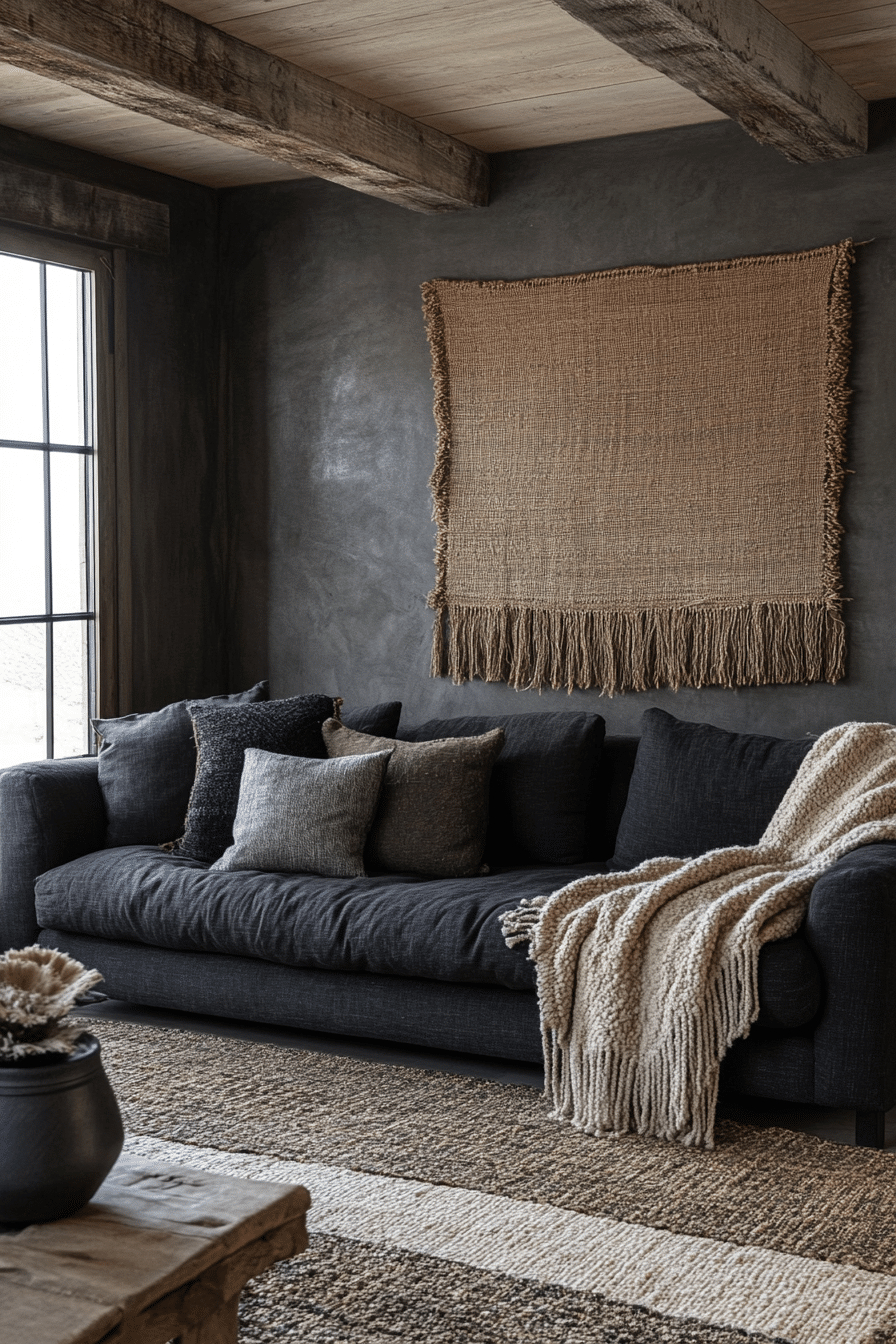 Charcoal sofa living room