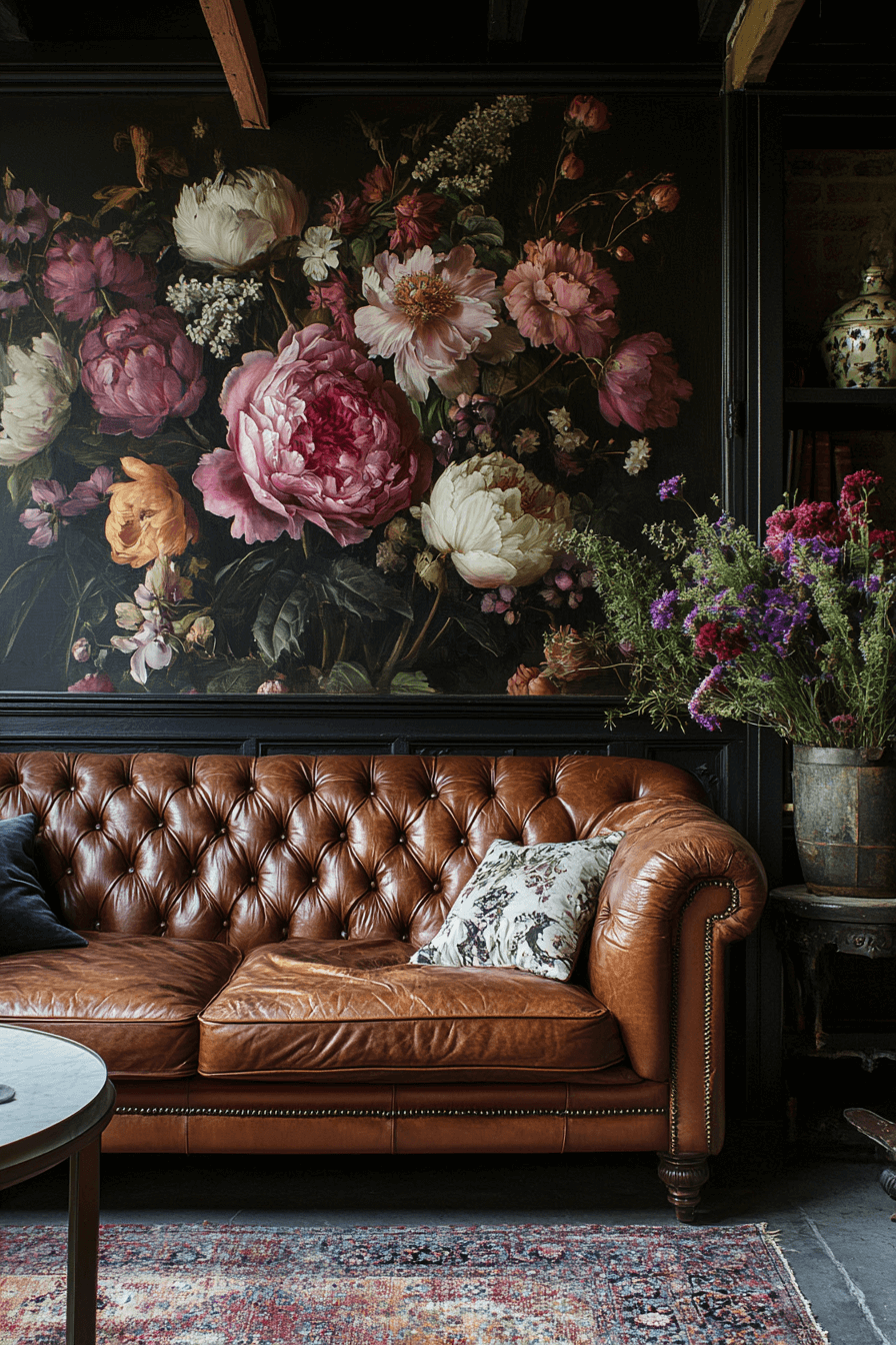 moody vintage living room