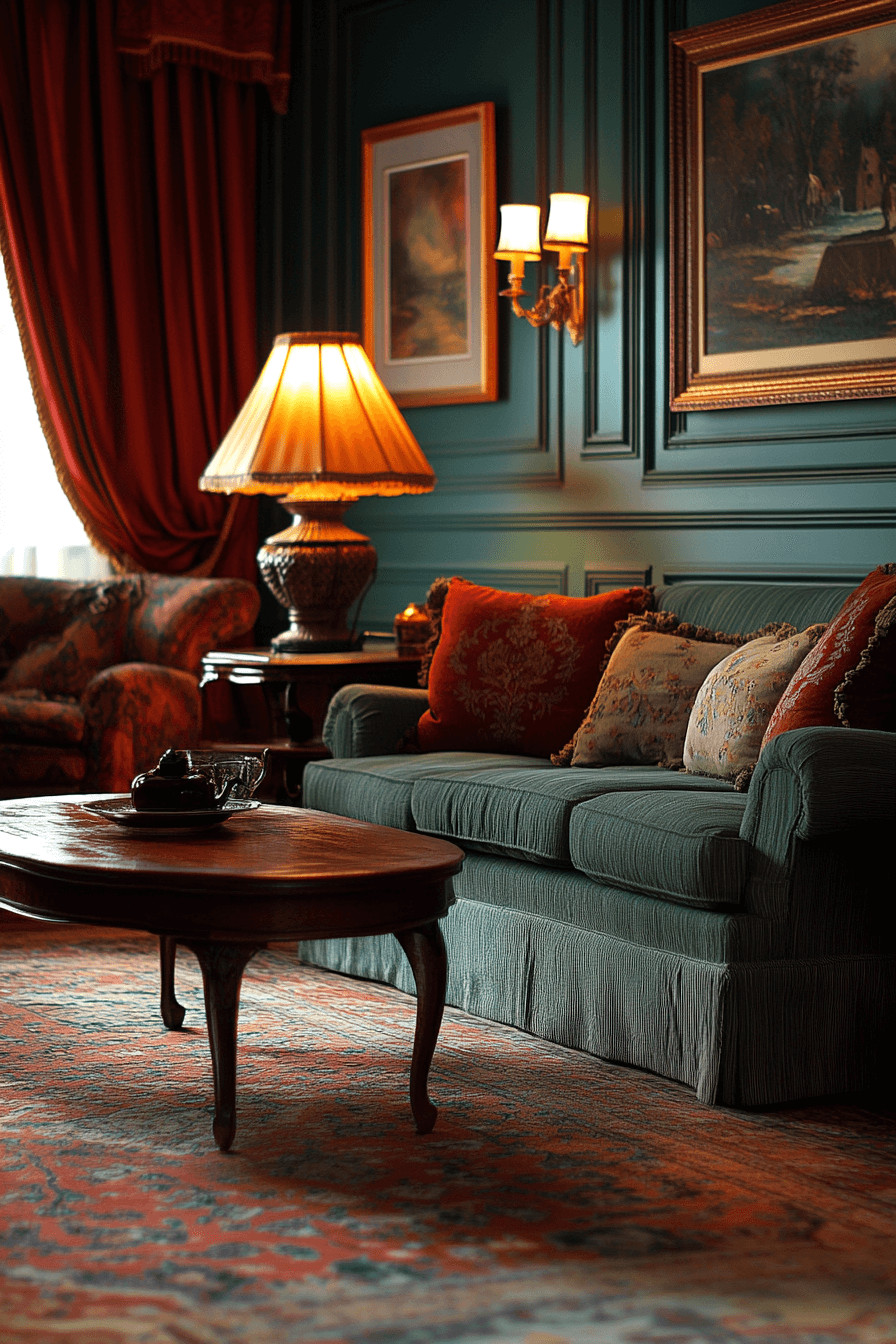 moody vintage living room