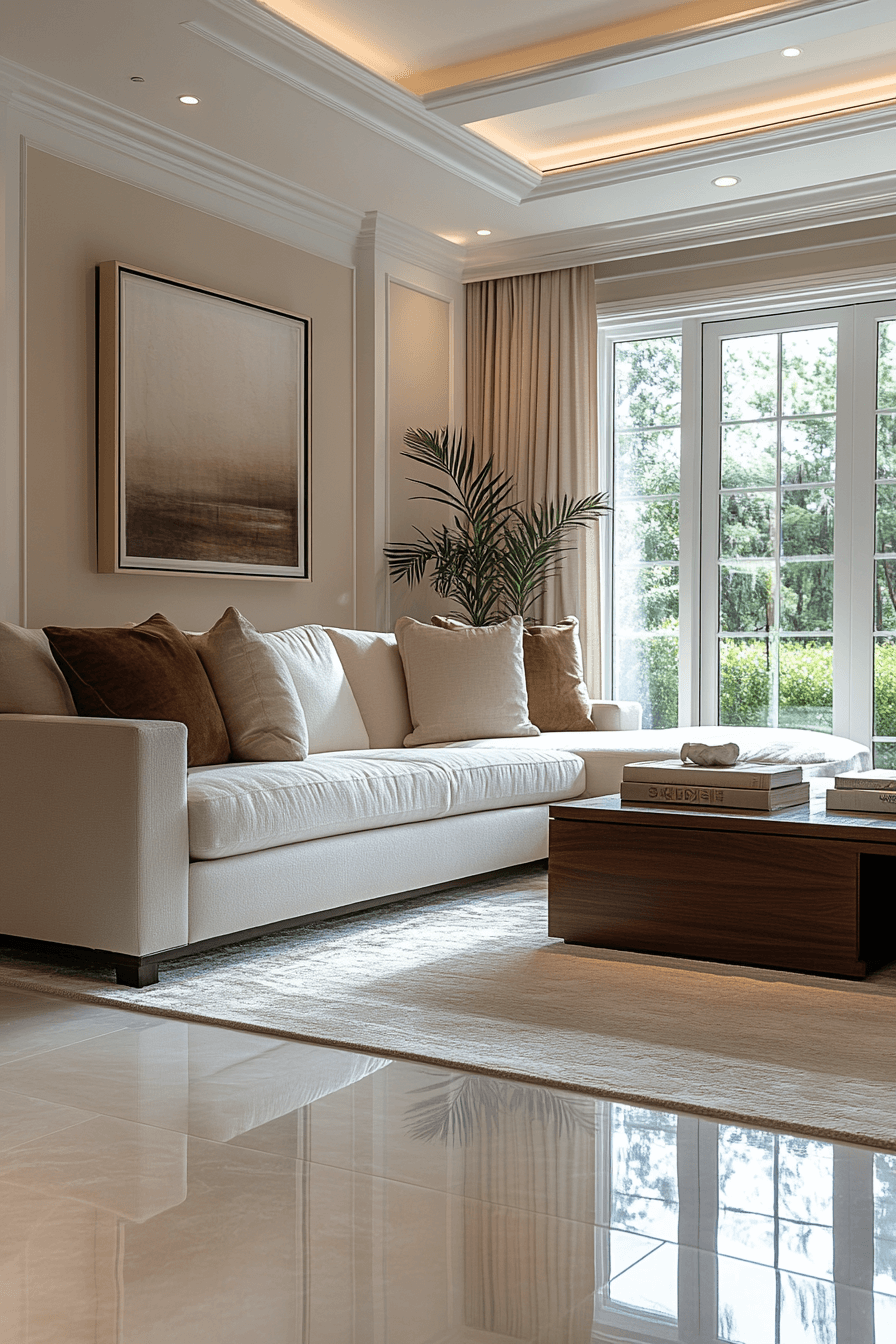 moody neutral living room