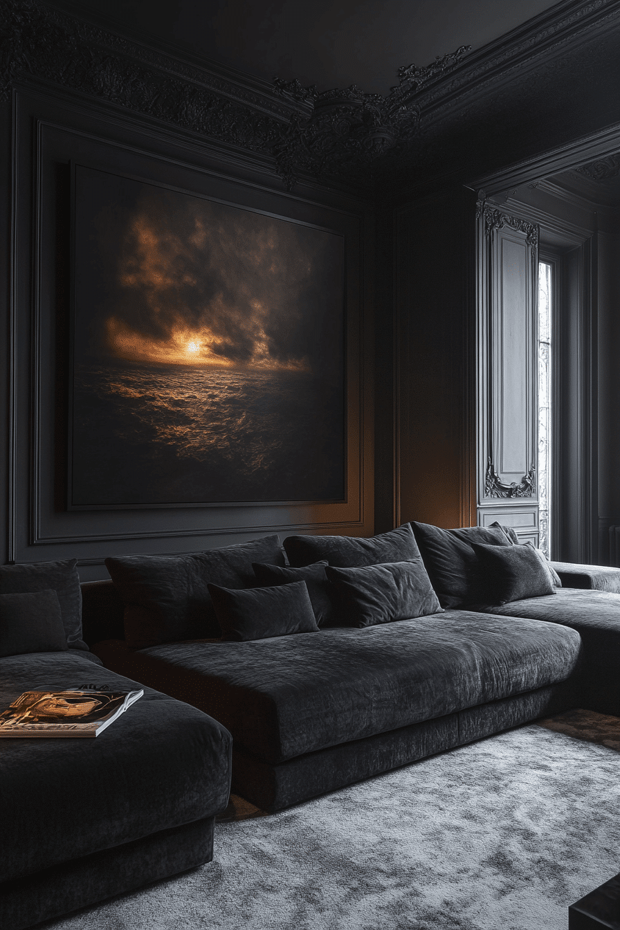 moody neutral living room