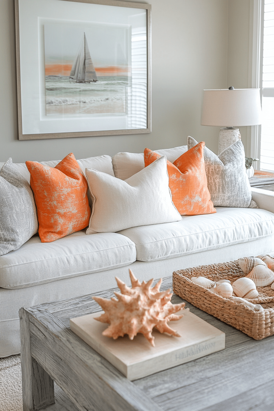 Grey and orange living room