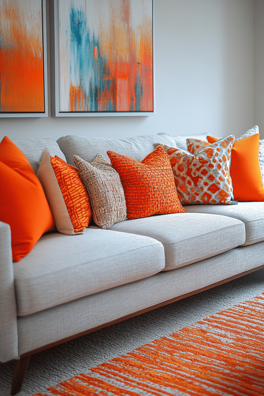 Grey and orange living room