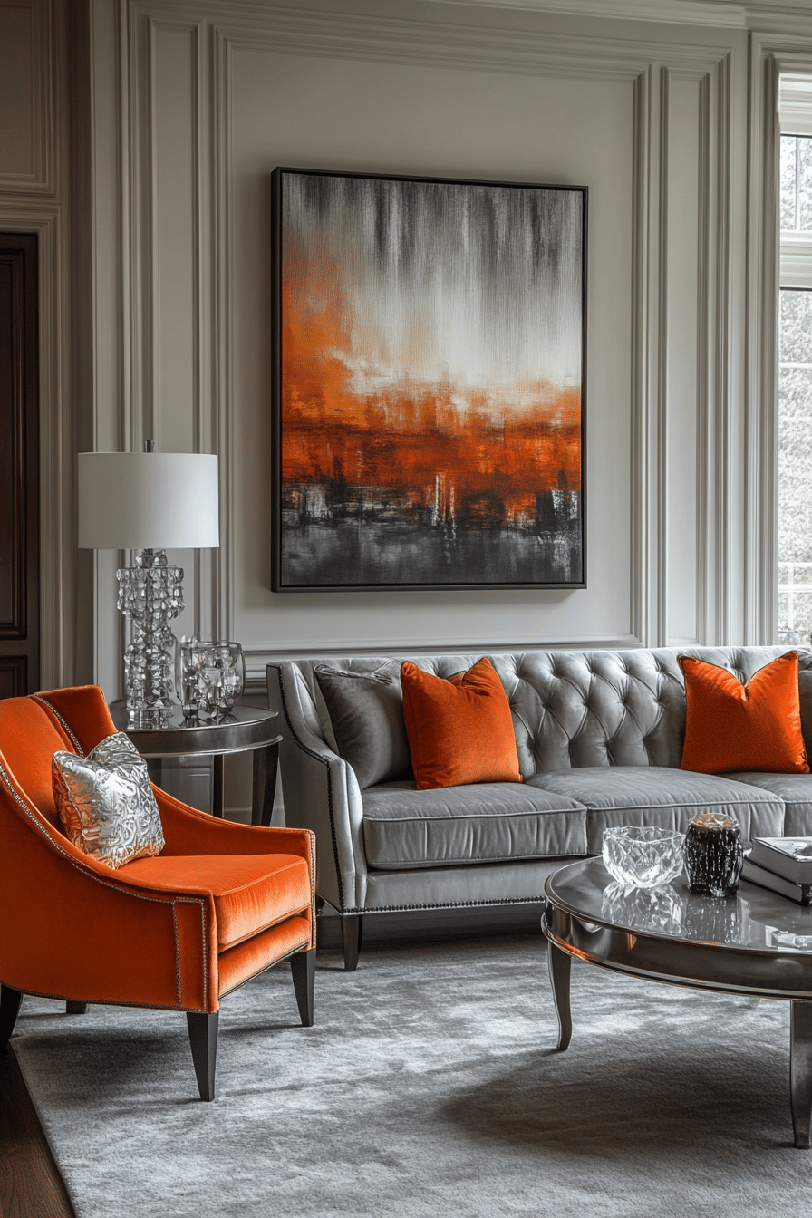 Grey and orange living room