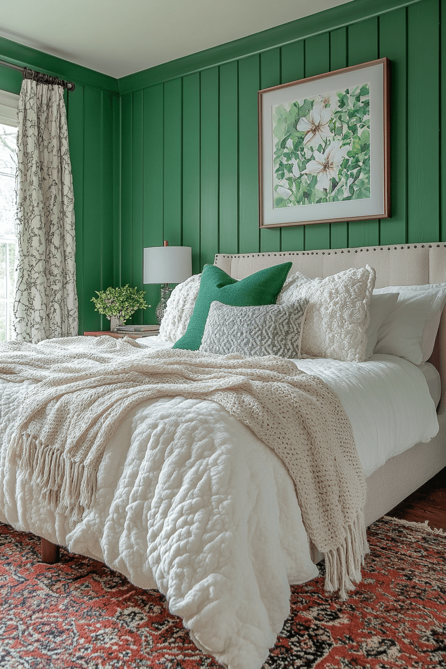 moody green bedroom