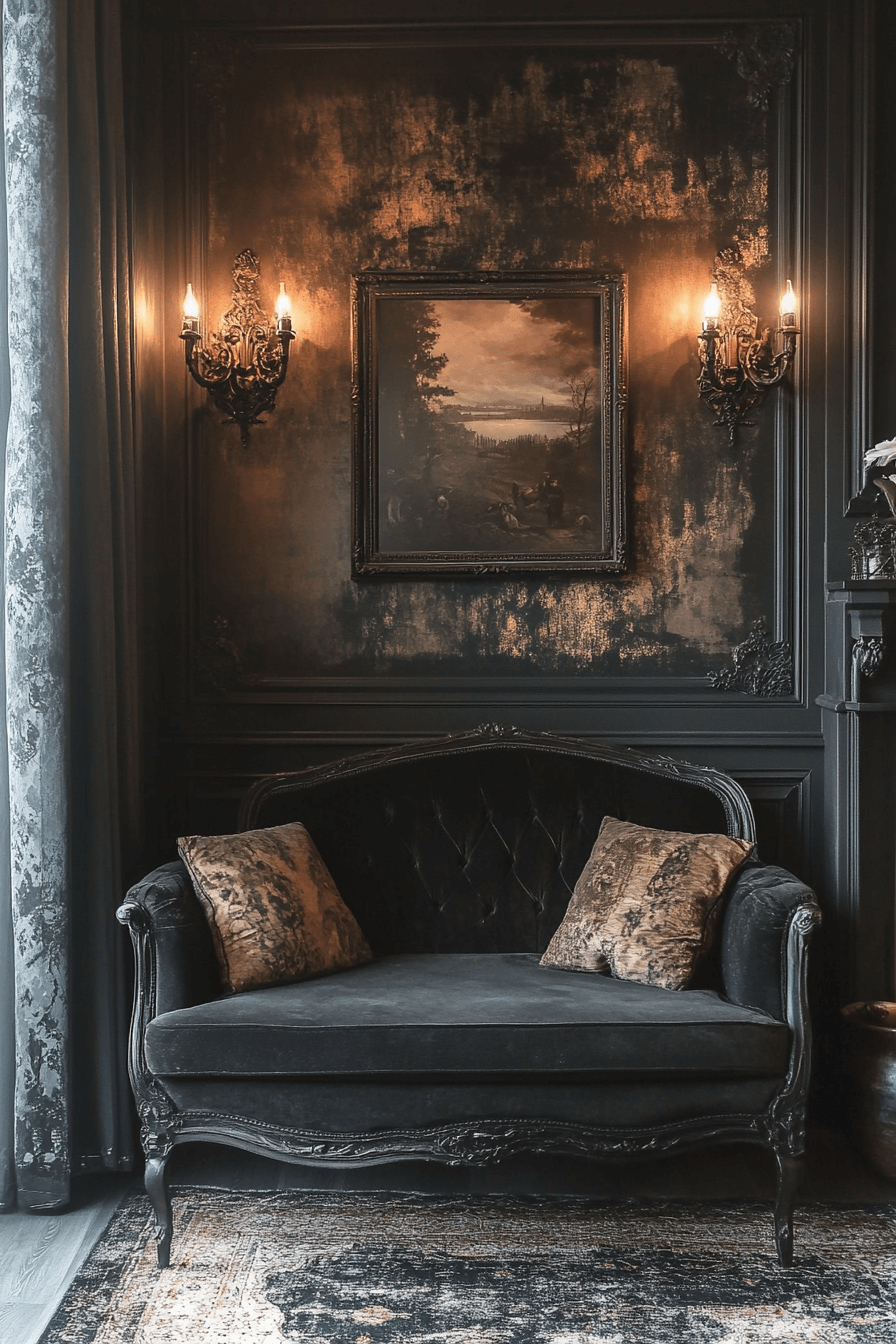moody vintage living room